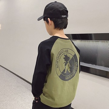 【台灣出貨】免運男童長袖2026秋裝新款兒童裝韓版中大童動漫印花插肩T恤打底衫潮