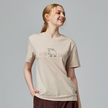 moz 發泡 樹林駝鹿 舒涼 柔彈T恤淺沙 女款