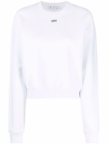 Off White `Off Stamp` Cropped Crew-Neck Sweatshirt