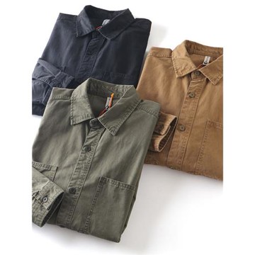 美式潮流！可做外套！秋季男士戶外復古工裝廓形多袋長袖襯衫外套