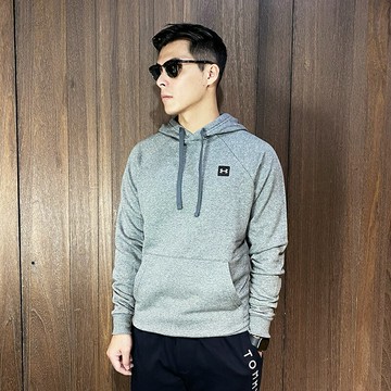美國百分百【全新真品】Under Armour 連帽上衣 刷毛 UA 長袖上衣 logo 帽T 灰色 CS64