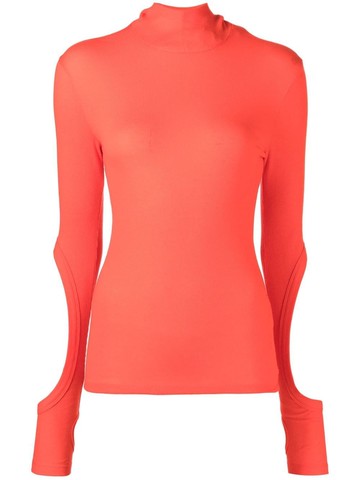 Dion Lee - cut-out detail hooded top - women - Cotton/Elastane - M - Red