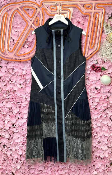 OTT只此1件•日系運動風重工拼色拼接百褶風衣牛仔背心外套