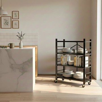 Mr.box  四層72寬免安裝落地折疊置物收納架-附輪 兩色可選