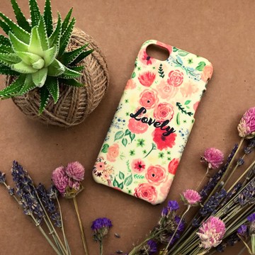 Lovely復古鵝黃碎花/原創手機殼-    iPhone, Samsung, oppo