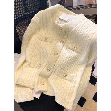 白色小香風毛衣女2025新款秋冬法式外套針織開衫高級感超好看上衣