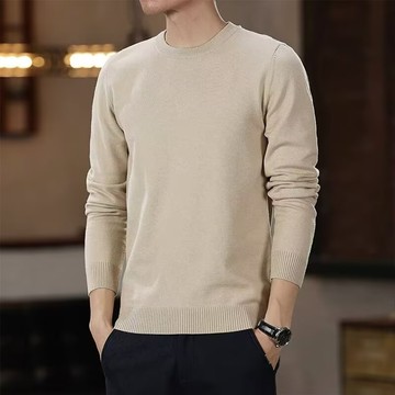 日系圓領百搭時尚休閒毛衣男簡約潮流套頭打底衫男