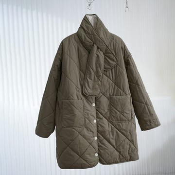 雙面穿菱格絎縫長版鋪棉外套549572