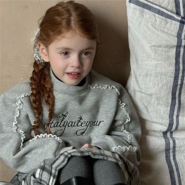 2025冬春季童裝兒童新款加絨花邊衛衣女童韓版套頭加厚衛衣上衣