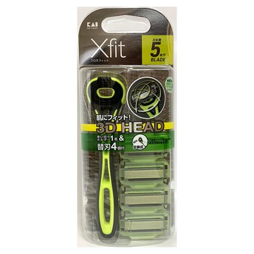 貝印Xfit肌感刮鬍刀-1刀把5刀頭