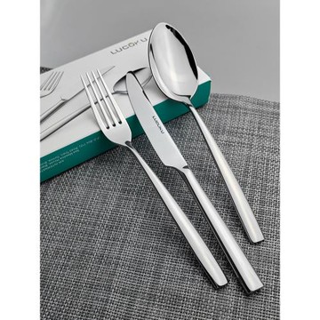 LUCUKU304不銹鋼西餐牛排主餐刀叉勺304調羹叉子3件套成人食品級
