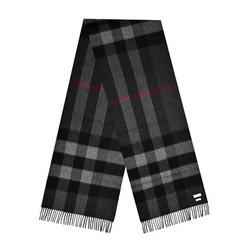 BURBERRY 經典格紋羊絨圍巾(炭灰色)_廠商直送