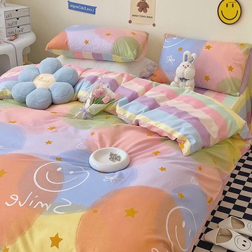 ins純棉公主風床上三件套100全棉女孩被套粉色床品網紅床單三件套