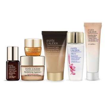 ESTEE LAUDER 雅詩蘭黛 激亮透潤美肌組[潔顏蜜+修護露+膠原霜+眼霜+乖乖乳+原生露]-公司貨