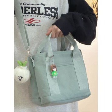 日系千層軟妹小包包女韓版復古簡約百搭純色帆布包少女手提斜挎包