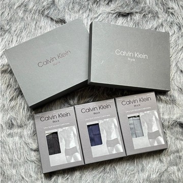 【other more 特選潮流】正品實拍 CALVIN KLEIN 張藝興代言頂級黑標蠶絲系列男四角內褲三入禮盒組