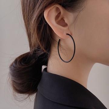 925純銀針圓圈耳環女年新款潮簡約圈圈耳圈氣質網紅圓環耳飾