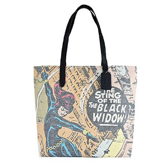 COACH MARVEL 聯名款黑寡婦漫畫風托特包(黑x黃) 