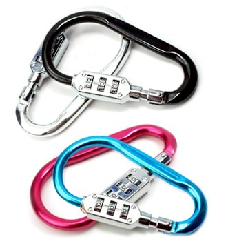 (12cm)加大 防盜密碼鎖 D型環 鑰匙圈 行李鎖 D字扣環 背包鎖 D字扣環 車鎖