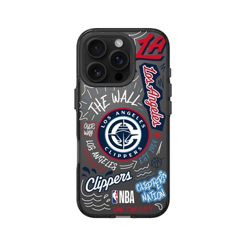 iPhone 16 Pro Clear 酷墨灰 - NBA - 塗鴉系列-洛杉磯快艇 Los Angeles Clippers - Graffiti