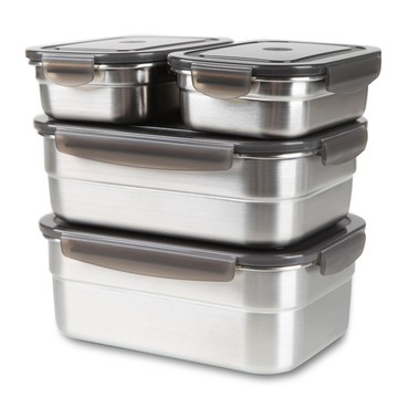 Incoc Stencoc系列 不鏽鋼保鮮盒 13號套組  長方形 1號 420ml 2個+長方形 5號 1500ml 1個+長方形 6號 1700ml 1個  1組