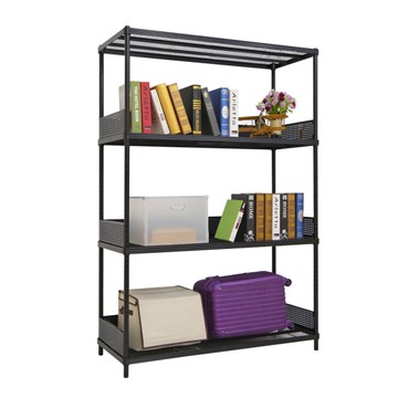 【品樂生活】45X120X238CM 耐重菱形網圍籬款四層架 烤漆霧黑/置物架/波浪架/收納架/鐵架