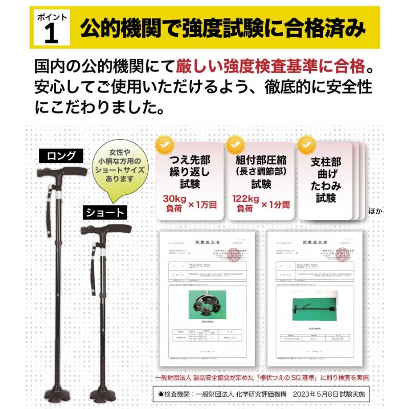 杖 4本足 折り畳み 理学療法士推薦 ステッキ 自立 軽量 LED ライト