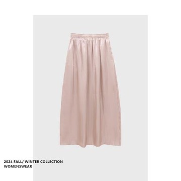 品牌特價粉色光澤感醋酸緞面半身裙夏垂感氣質開叉包臀裙秋冬新款