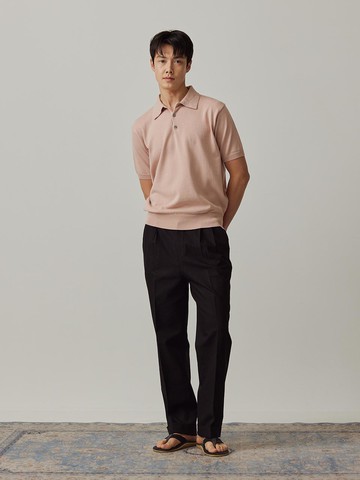 Linen Cotton Twill Adjust Pleats Relaxed Trousers