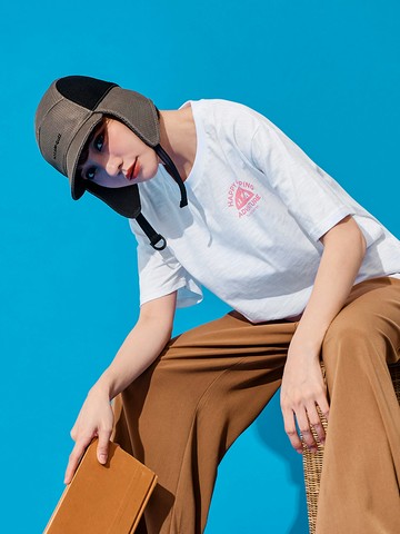 情侶系列．竹節棉設計LOGO短袖上衣(女)