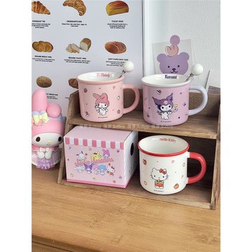 正版三麗鷗聯名水杯高顏值庫洛米杯子可愛美樂蒂陶瓷杯情侶馬克杯