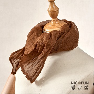 NicoFun 愛定做 魅力68 柳葉絲標準圍脖(一入 四季可戴 領巾 圍巾 圍脖 頸巾 桑蠶絲巾 皺褶絲巾 真絲)