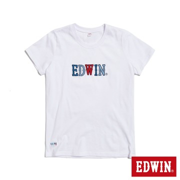 EDWIN 女款 再生系列 CORE 英文字母印花短袖T恤(白色)