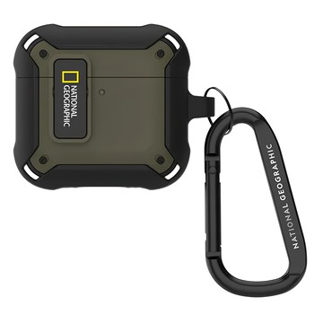 NATIONAL GEOGRAPHIC 國家地理 RuggedBumper AirPods1&2卡扣式保護殼，卡奇色，堅固耐用防摔  1個