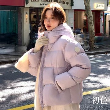 初色 休閒甜美風連帽長袖加厚禦寒保暖麵包服科技保暖纖維外套女外套-共4色-17057(M-XL可選)