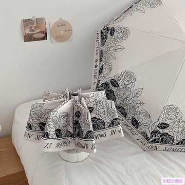 Ins法式複古傘玫瑰太陽傘自動屋迷你傘