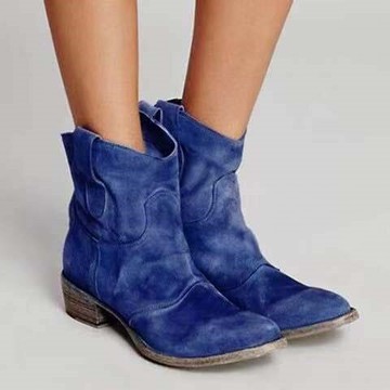 潮新款秋冬女鞋低跟40-43大碼女靴制款復古短靴女靴