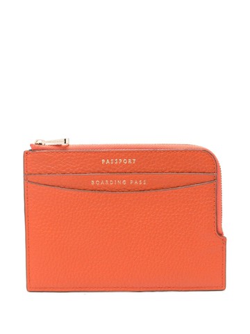 Aspinal Of London - grained-leather travel wallet - men - Calf Leather - One Size - Orange