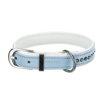 Trixie 寵物用品 皮革水鑽項圈-藍 XXS-XS: 17-21 cm/12 mm (TX19025)