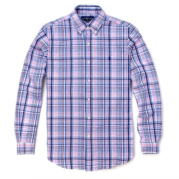 Polo Ralph Lauren RL 熱銷刺繡小馬長袖襯衫(CLASSIC FIT)-藍粉格紋色