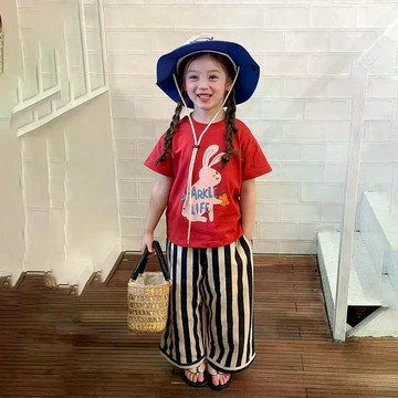 人氣超高！新款童裝短袖純棉兒童夏季洋氣T恤夏裝女童寬鬆卡通半袖印花上衣 可愛T恤 夏天衣服 女童T恤 短袖上衣 中小童