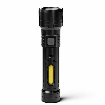 手電筒 【超值二入】HI-WATT 雙照明LED充電式手電筒(伸縮變焦/側燈/可伸縮調焦) HW-348