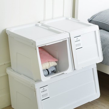 日本製河馬口MONO純白系前掀滑蓋收納箱-寬30CM-3入 單一規格