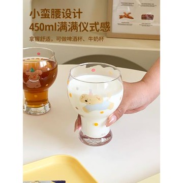 MIXIM貓狗可愛啤酒杯女生高顏值杯子家用可愛玻璃杯果汁牛奶杯