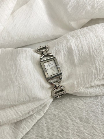 【日本直送 名牌古著包】Christian Dior 手錶 銀色 石英 不鏽鋼 Marris vintage 古著 cua7kz