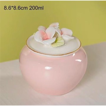 陶瓷儲物罐密封茶葉罐零食干果食品防潮罐手工捏花首飾家居收納罐