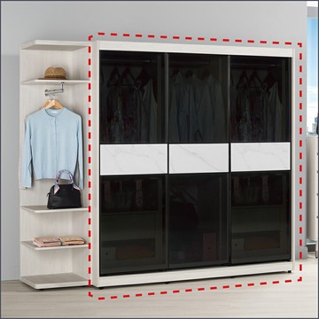 6尺被櫥式鋁框滑門衣櫥黑玻璃 收納衣櫃 推門衣櫥 【149B107520】Leader傢居館149-A210+A211+A210