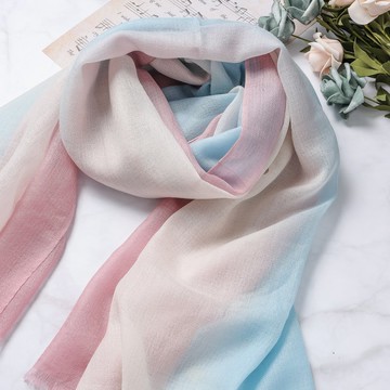 新款Cashmere羊絨圍巾/披肩 漸層 戒指絨 柔霧藍粉 四季適用