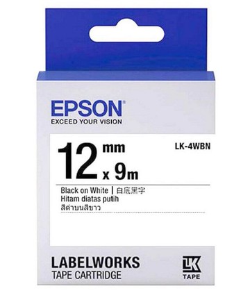 EPSON LK-4WBN S654401標籤帶 一般系列-白底黑字12mm