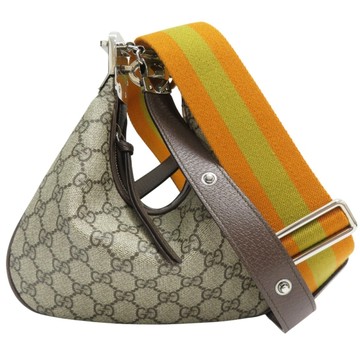 GUCCI 古馳 烏木色 雙G Supreme帆布 Attache 肩背包 699409 【二手名牌BRAND OFF】